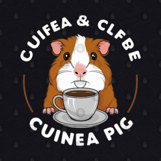 printed design of a guinea pig sipping a cup of coffee, cute cartoon style(2) by YolandaRoberts